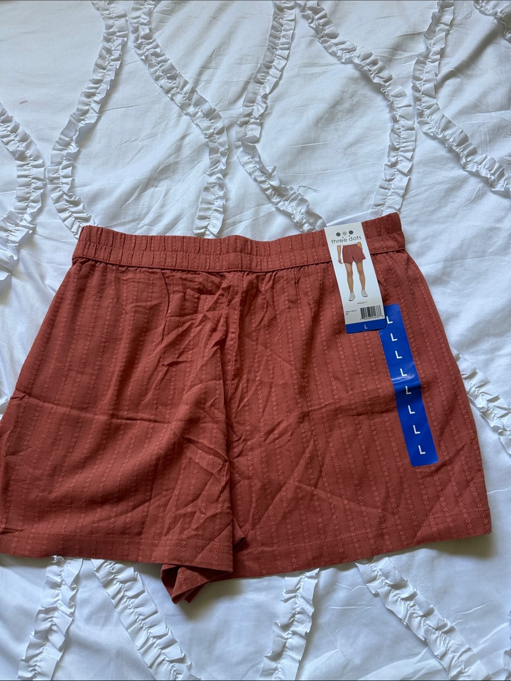 Three Dots Rust Red Drawstring Elastic-Waist and pockets short